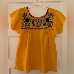 Yellow Mexican Embroidered Top